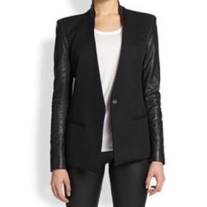 Helmut Lang leather and wool blazer